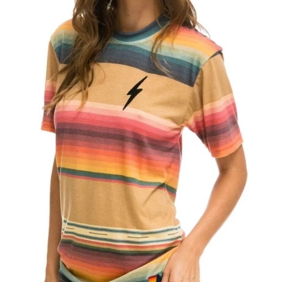 Aviator Nation Tops - Aviator Nation Serape Striped Bolt Tee
